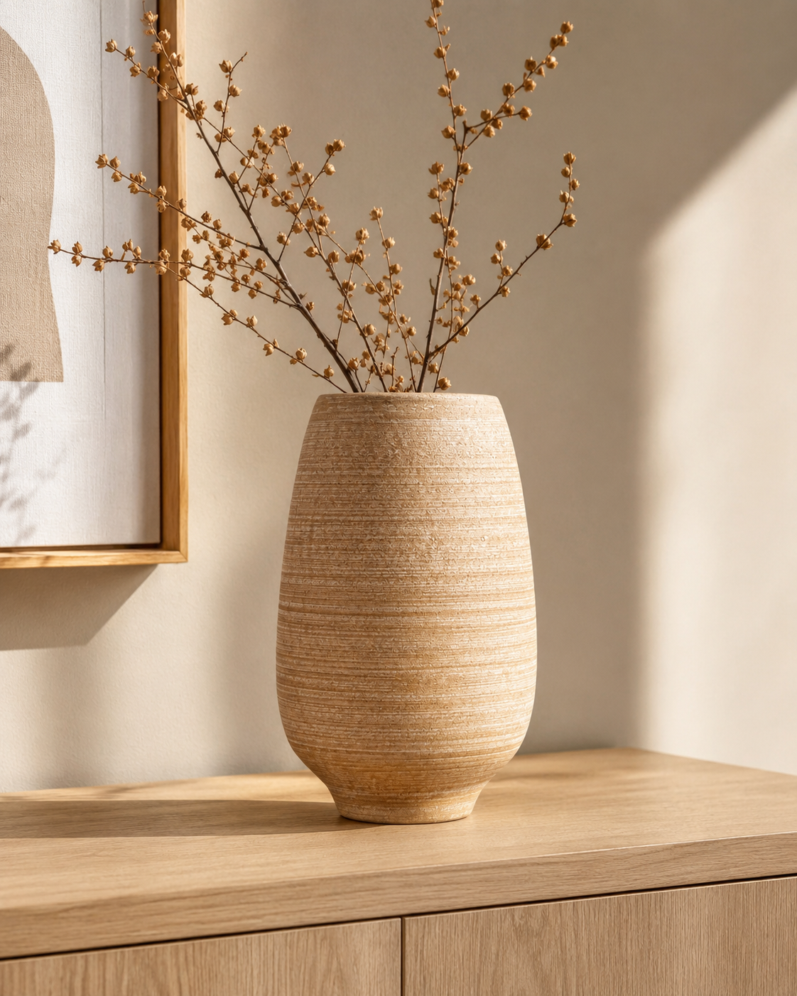 Vaso alto em cerâmica texturada