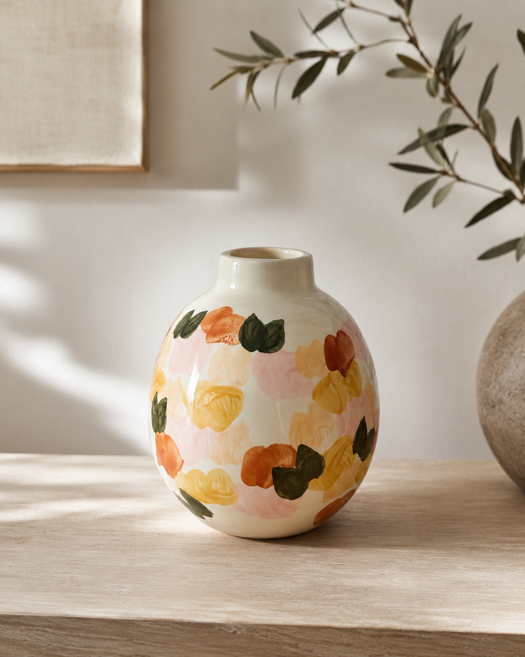 Vaso floral pintado à mão
