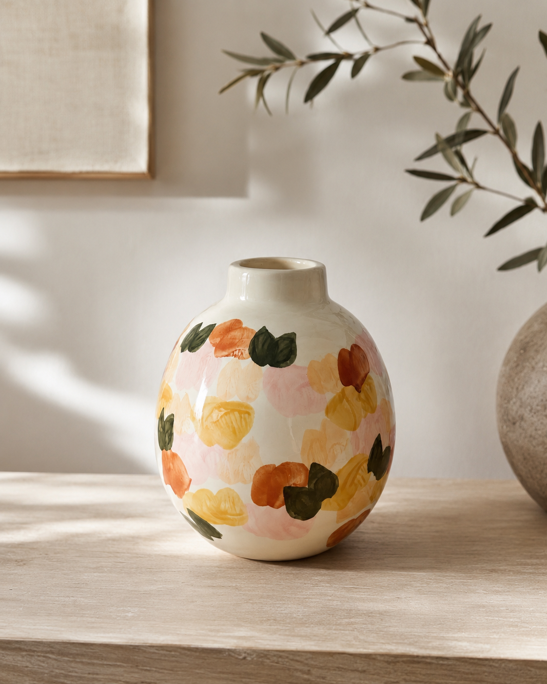 Vaso floral pintado à mão